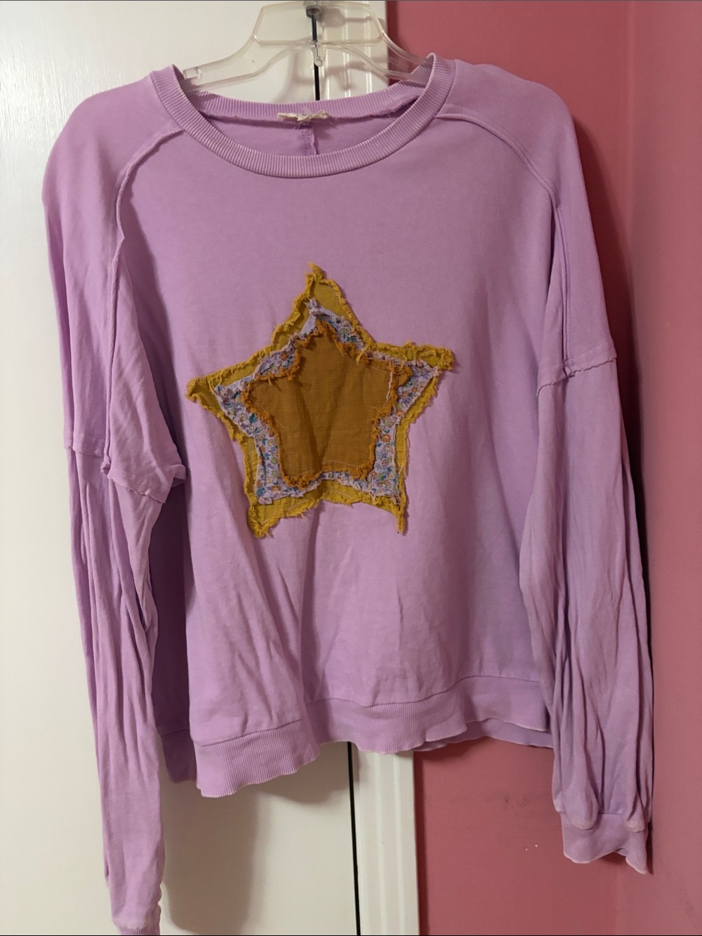 easel Lavender Sweatshirt with Mustard Star Applique